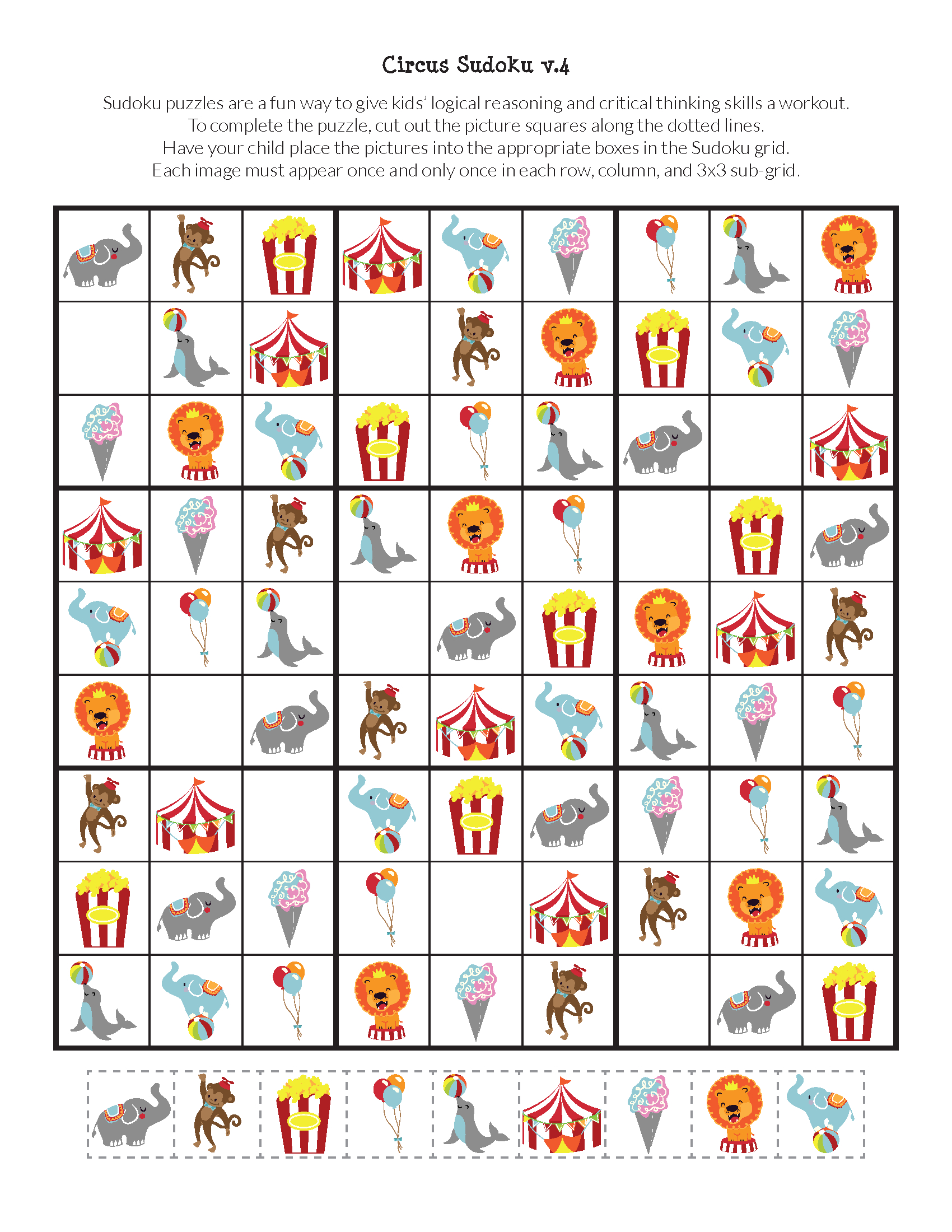 Circus Sudoku {Free Printables} - Gift Of Curiosity