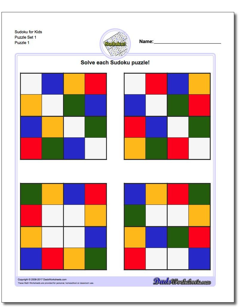 Color Sudoku For Kids | Sudoku, Puzzles For Kids, Sudoku Puzzles