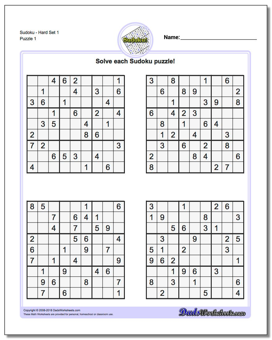 Daily Sudoku Hard Printable