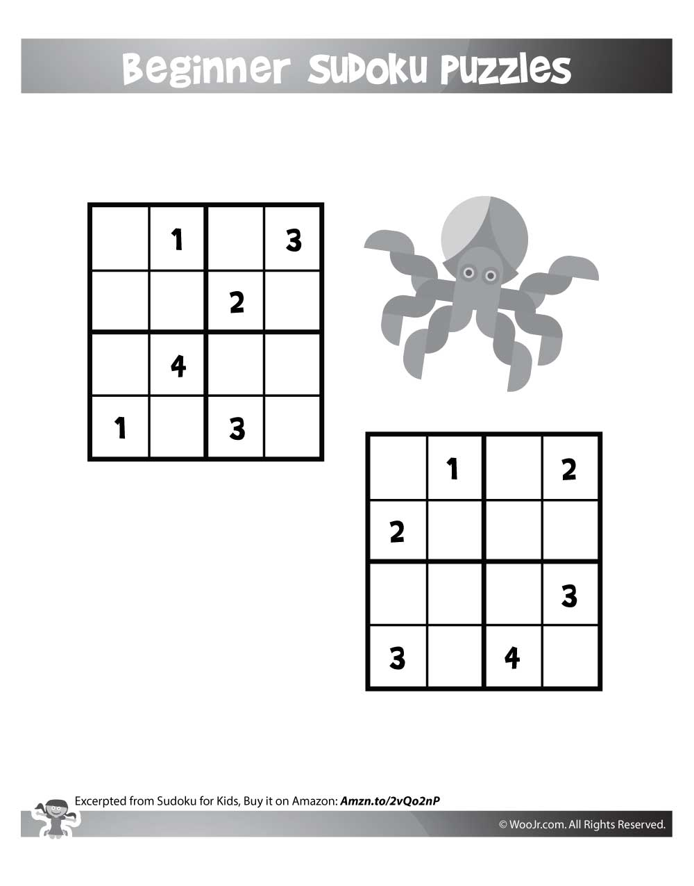 Easy Level 4X4 Sudoku For Kids | Woo! Jr. Kids Activities