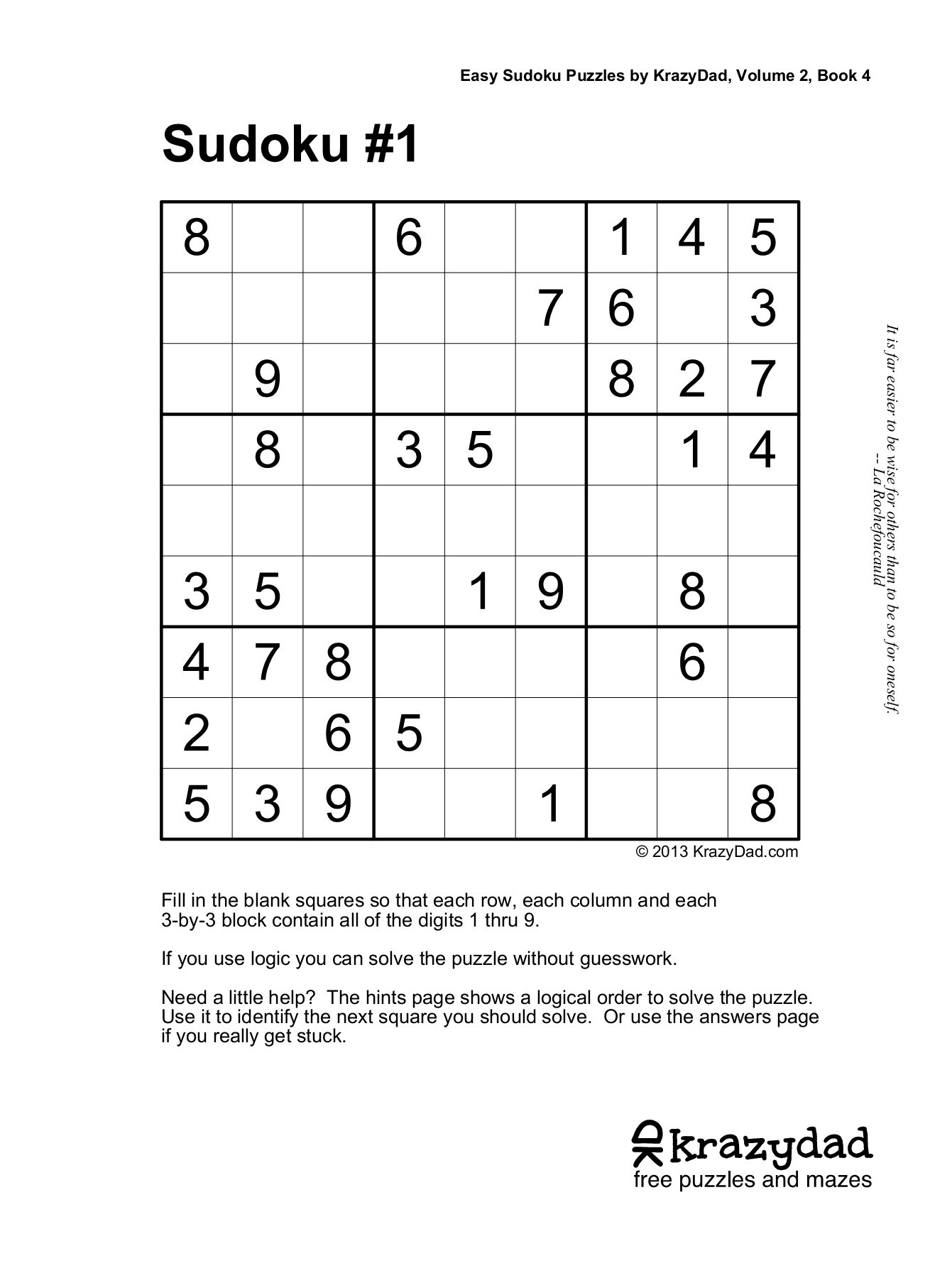 free printable sudoku krazydad