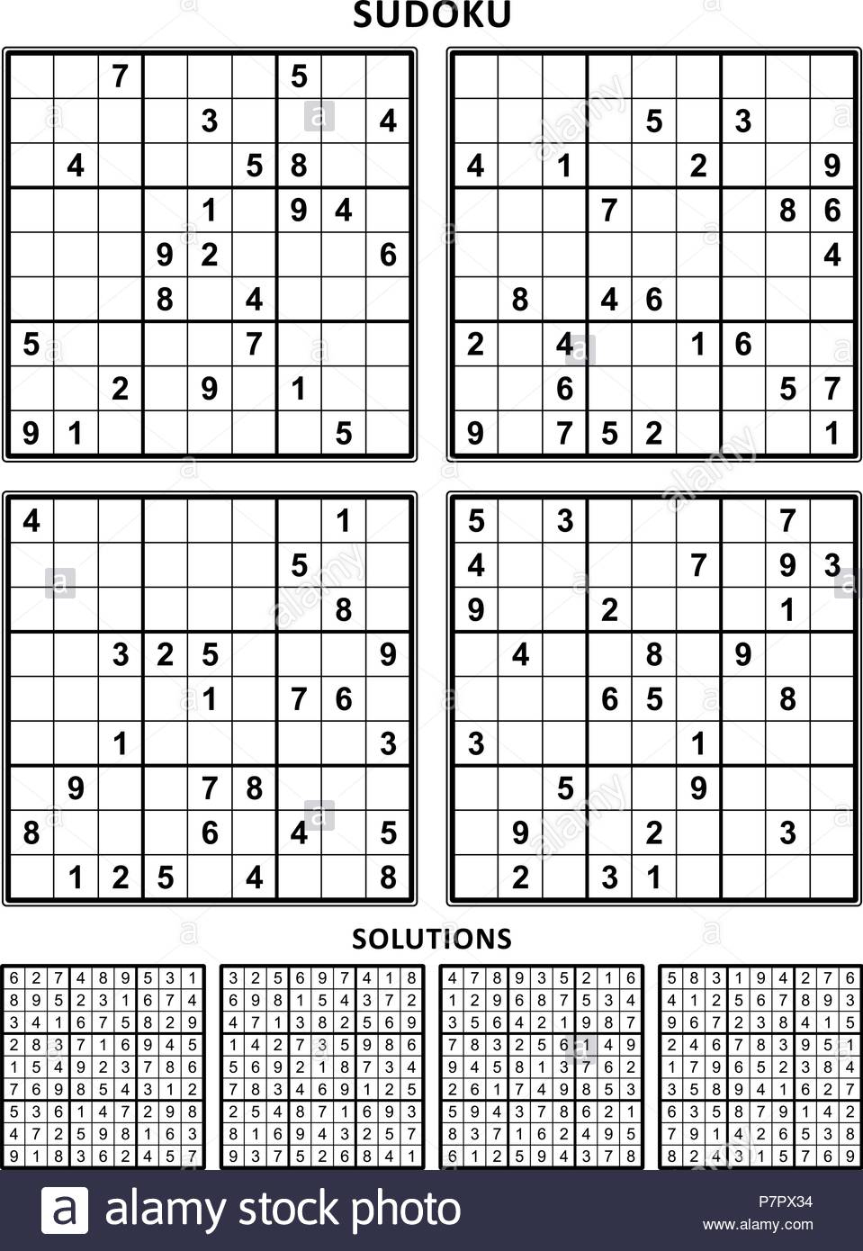 Four Sudoku Puzzles Of Comfortable Level, On A4 Or Letter