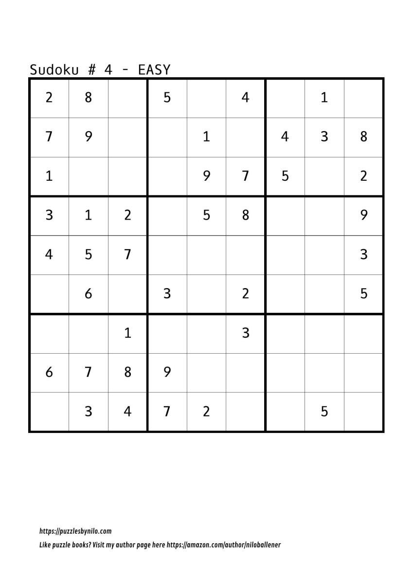 Free Downloadable Sudoku Puzzle Easy #4 | Sudoku Puzzles