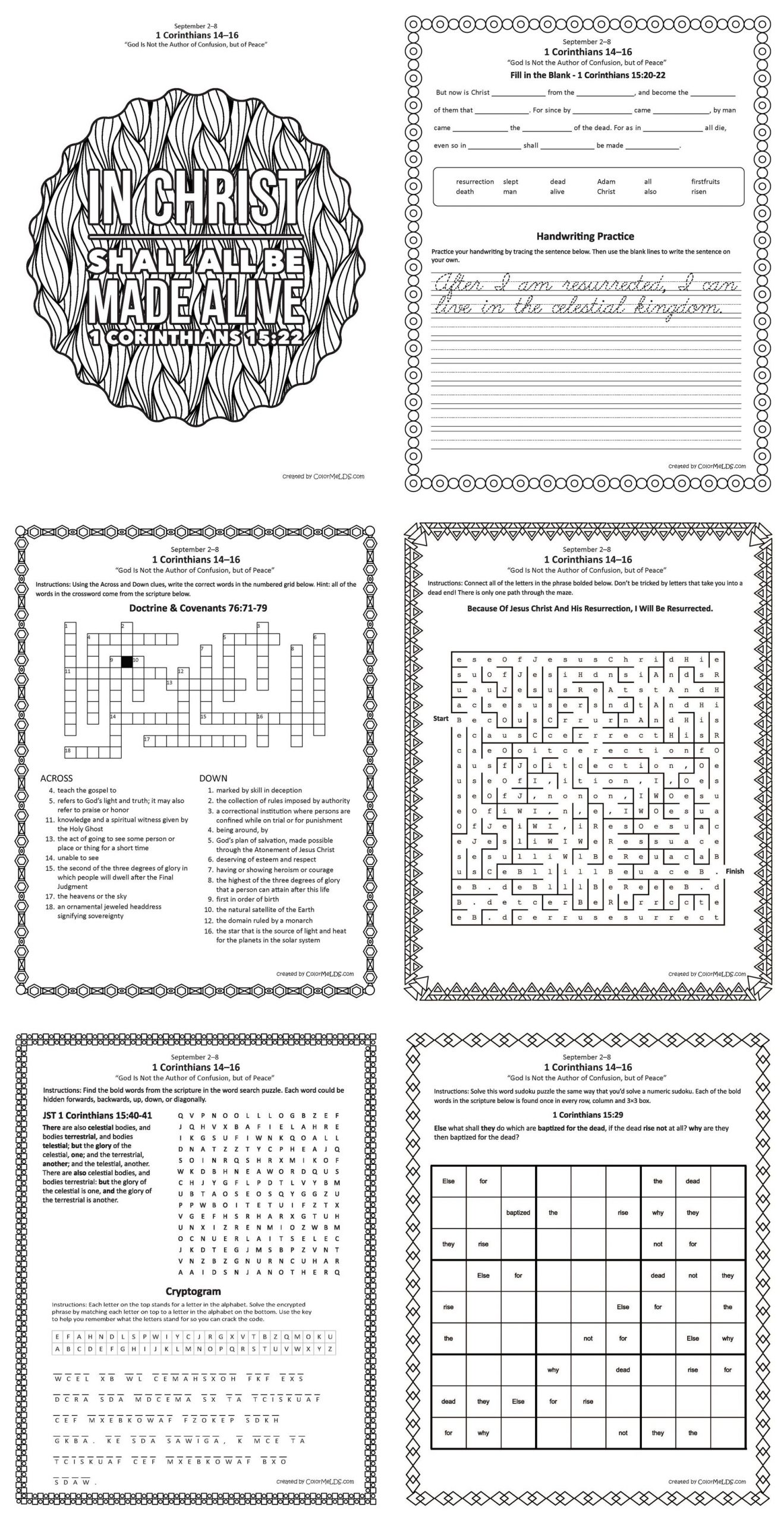 Free Lds Worksheets And Printables - Mazes, Crosswords, Word