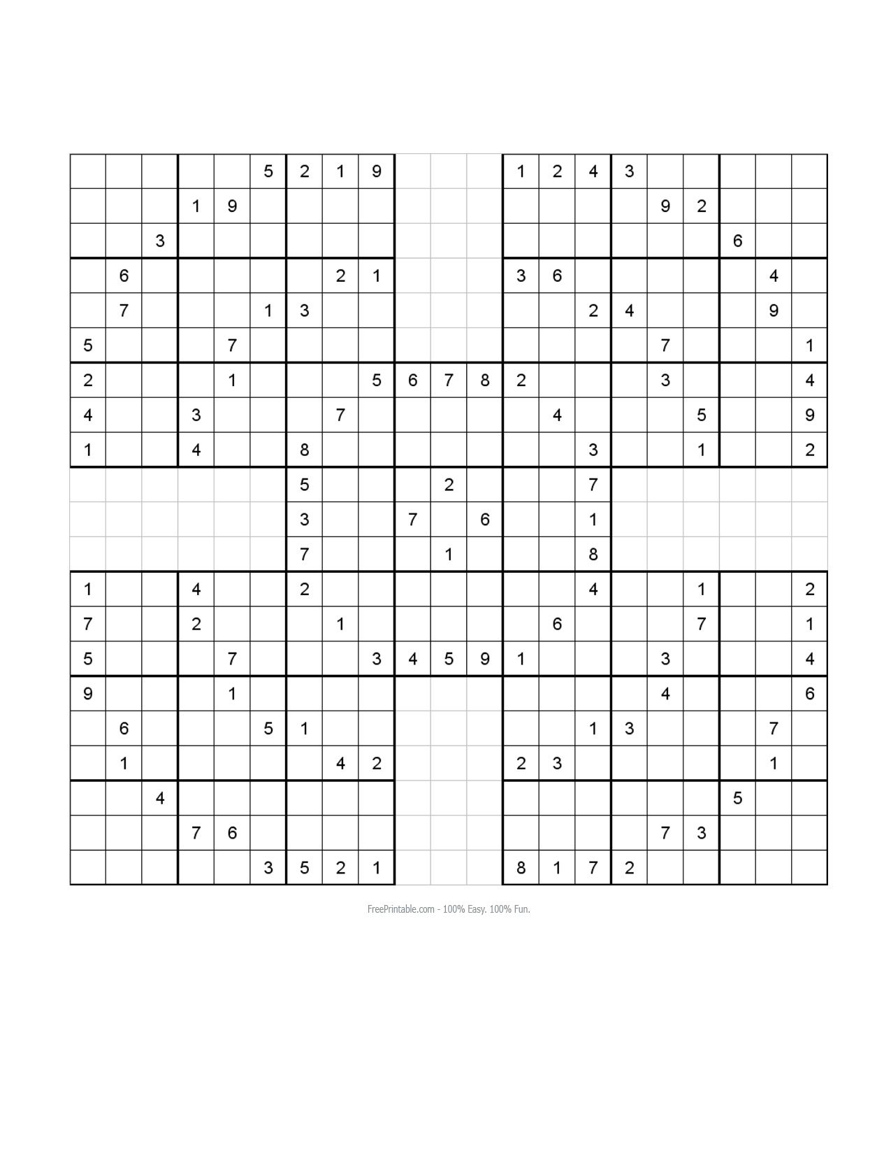 Free Printable 13 Grid Samurai Sudoku Sudoku Printable