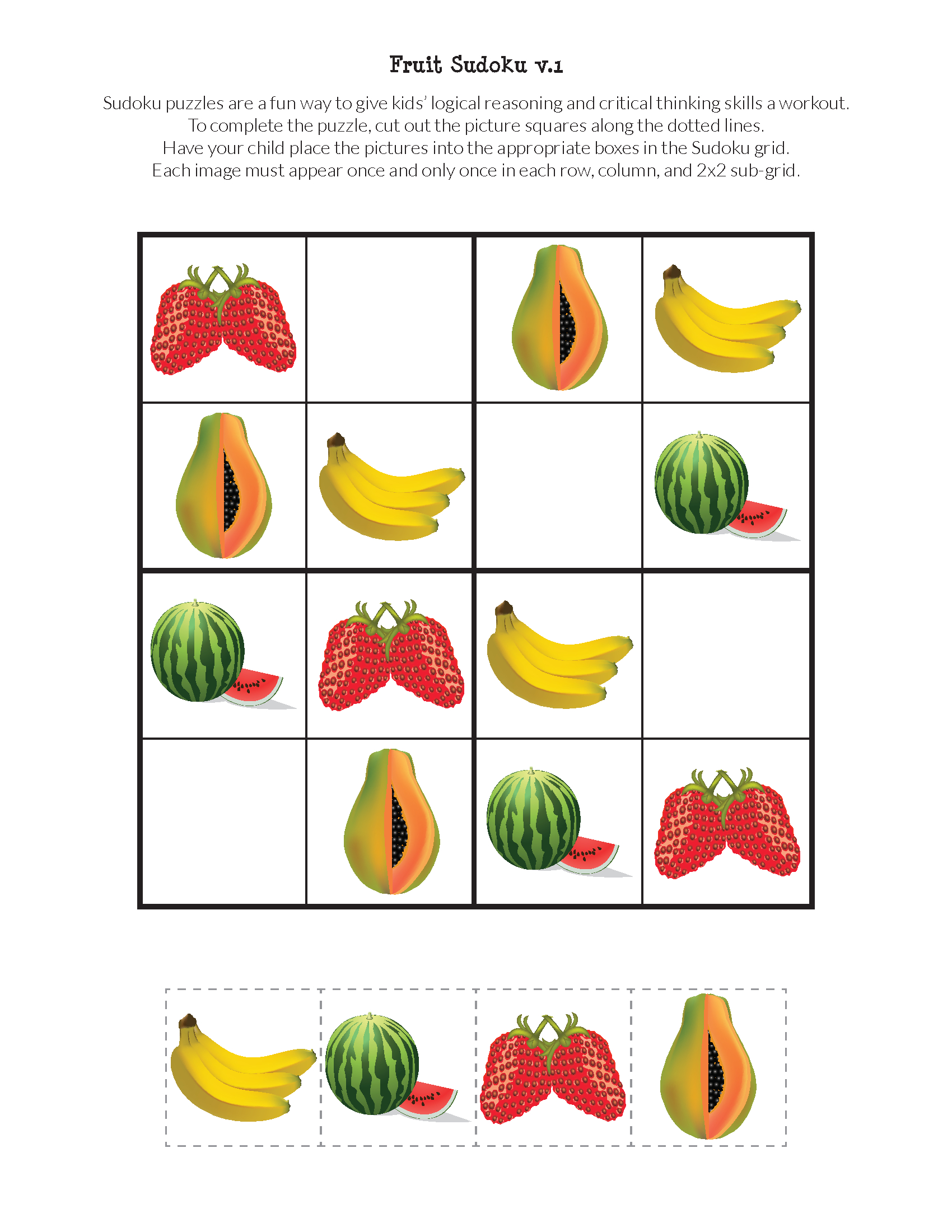 Fruit Sudoku Puzzles {Free Printables} - Eten, Fruit En Wiskunde