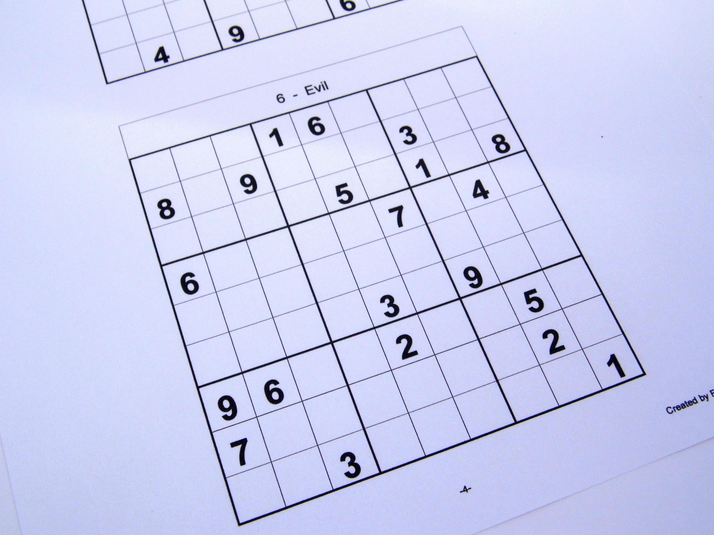 Hard Printable Sudoku Puzzles 6 Per Page – Book 1 – Free
