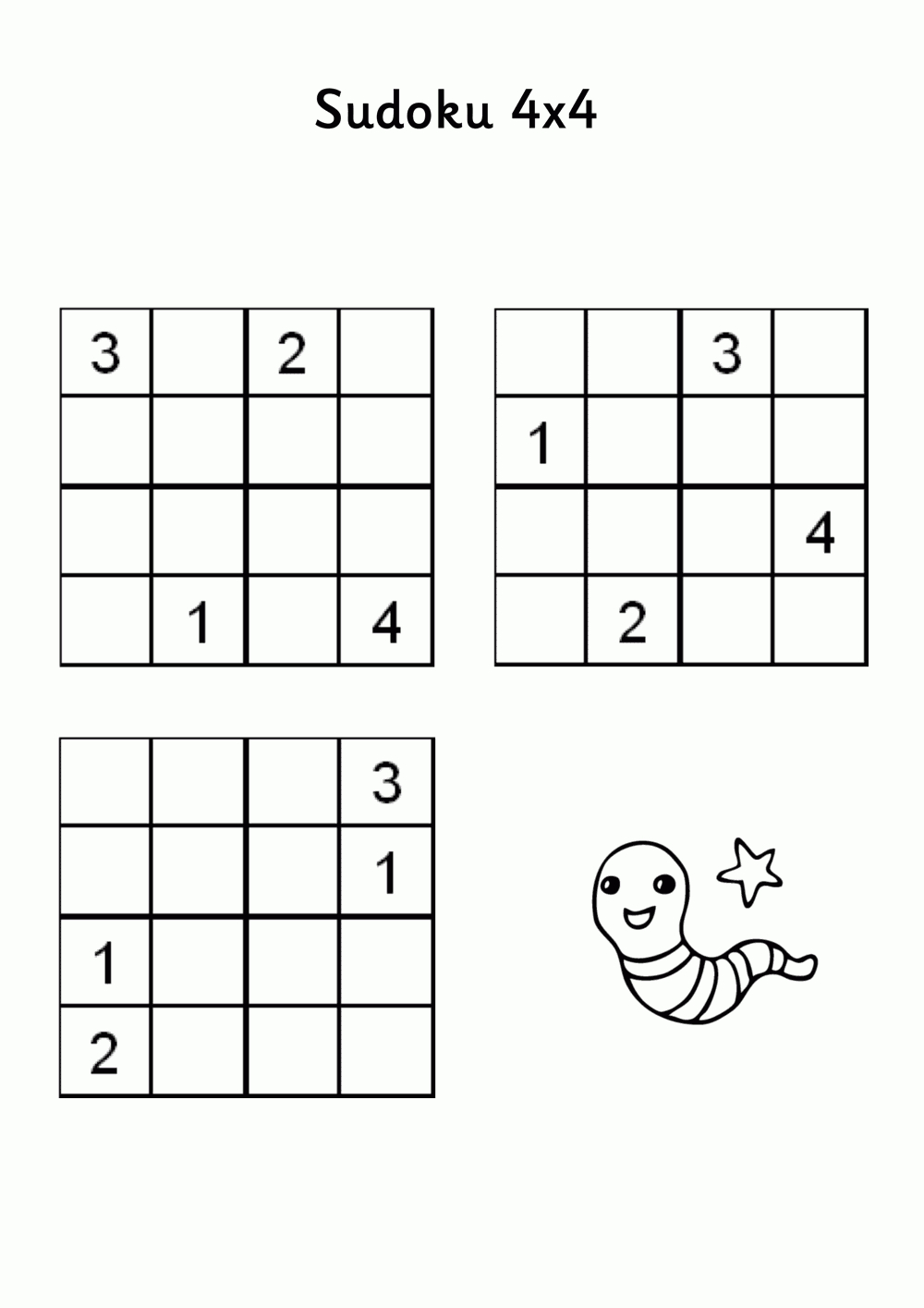 Łatwe Sudoku Dla Dzieci 4X4 Do Druku Za Darmo, Online | 4X4