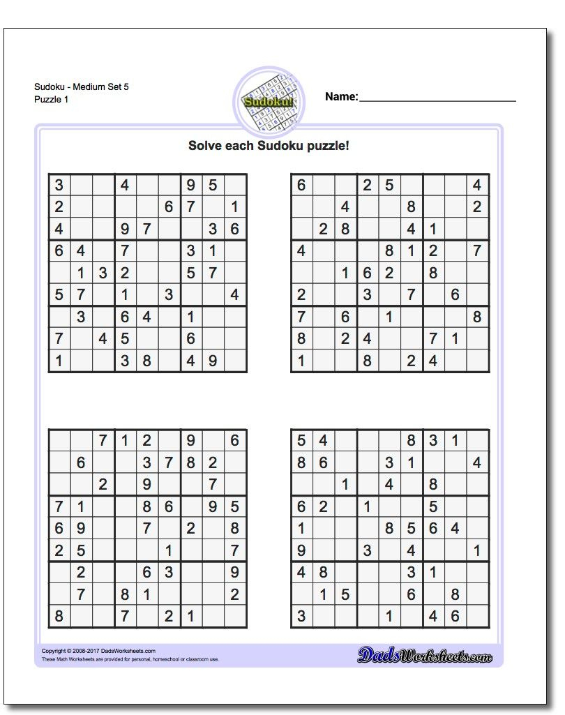 sudoku puzzles medium