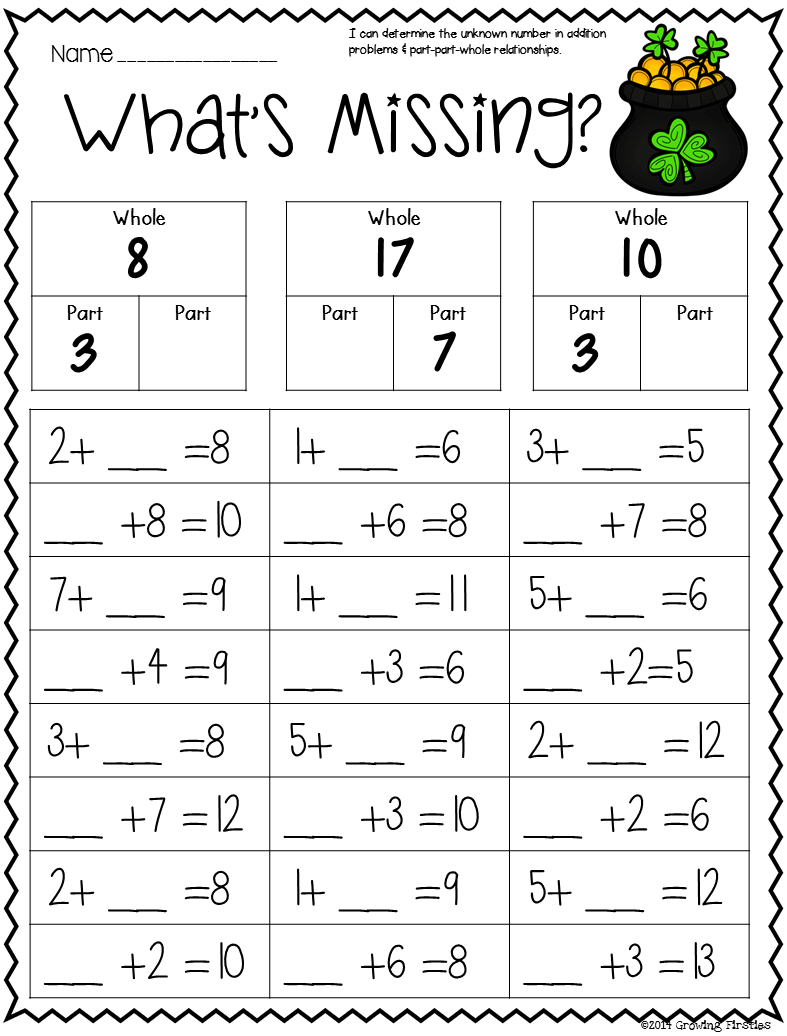 Part Part Whole And March Printables | Math, First Grade