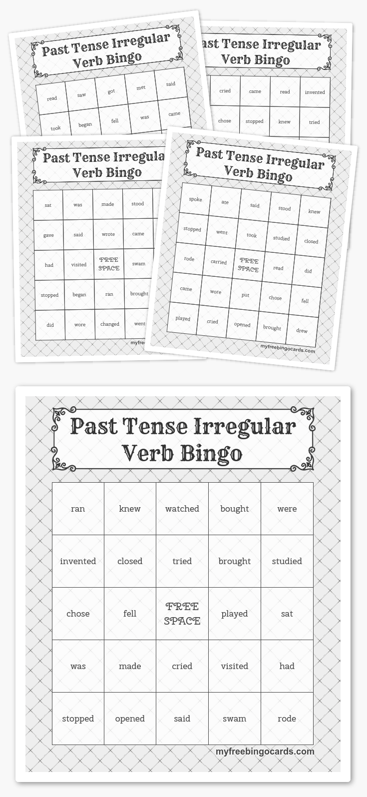 Past Tense Irregular Verb Bingo | Harry Potter Party, Free