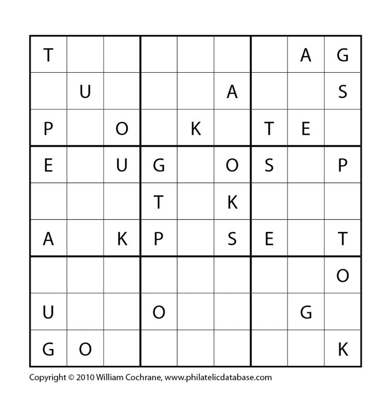 philatelic word sudoku godoku ukpostage philatelic database