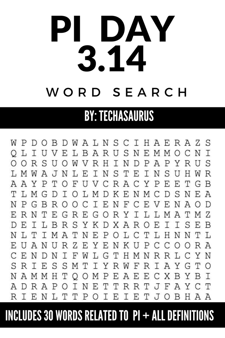 Pi Day Activity - Pi Vocabulary Word Search | Vocabulary