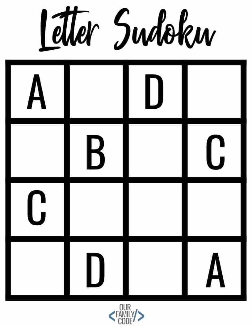 practice logical reasoning with letter sudoku unplugged sudoku printable