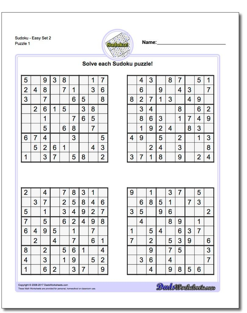 easy sudoku printables for kids