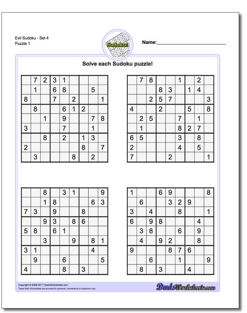 evil sudoku puzzles