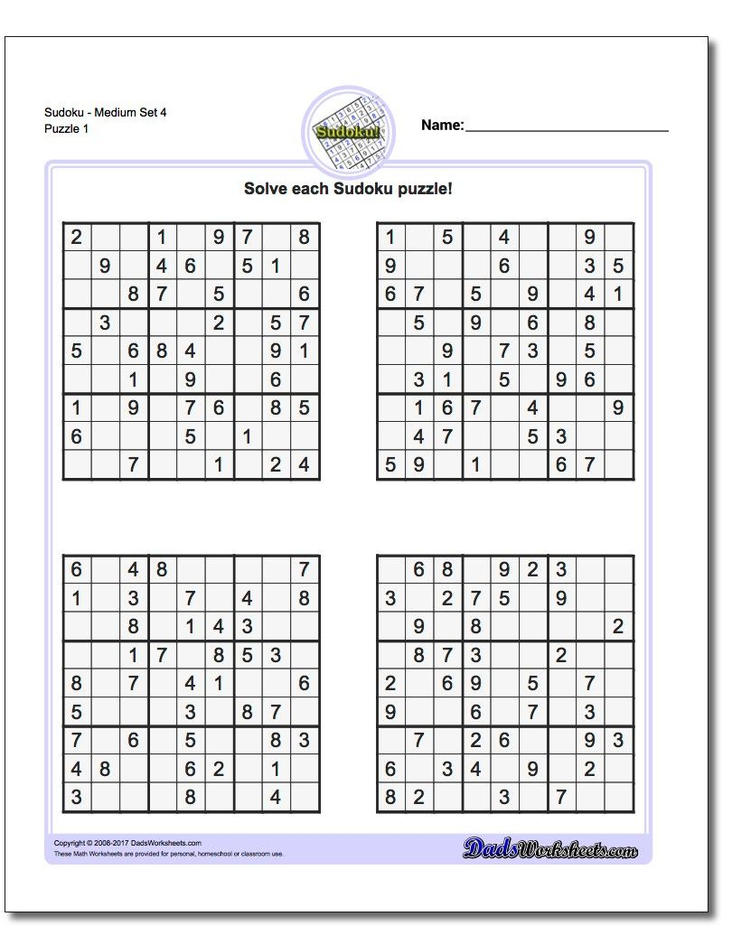 sudoku easy and medium printable