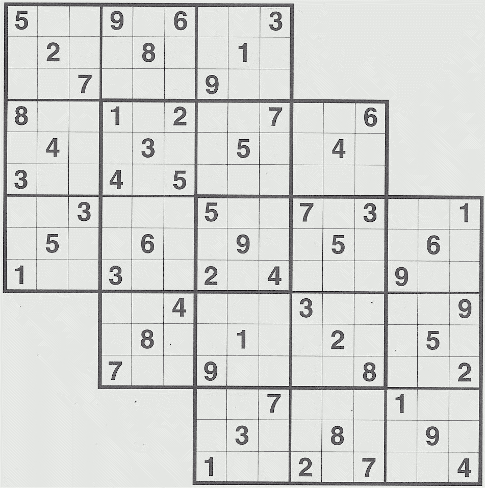 Printable Sudoku: A Triple Samurai And Two Other Difficult