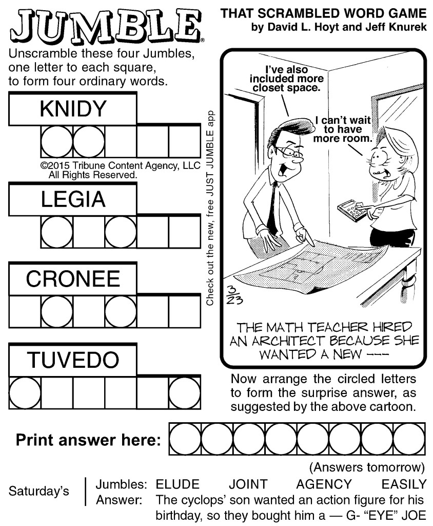 Sample Of Jumble | Tribune Content Agency (March 23, 2015)