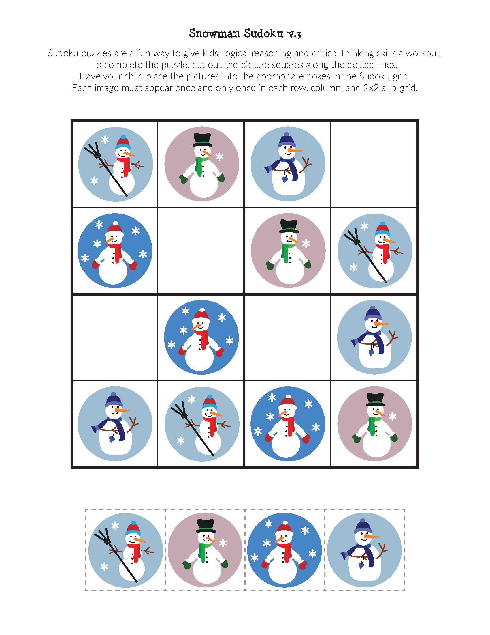 Snowman Sudoku {Free Printable} - Gift Of Curiosity