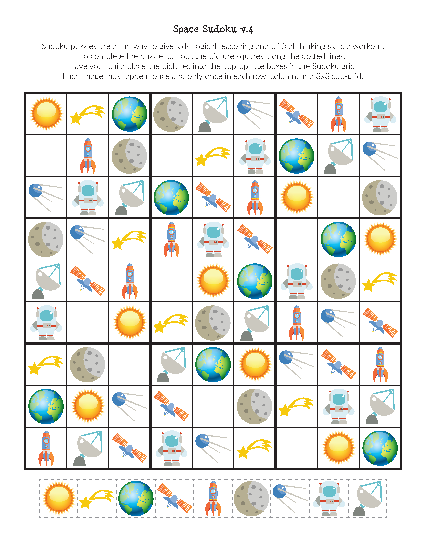 Space Sudoku Puzzles {Free Printables} - Gift Of Curiosity