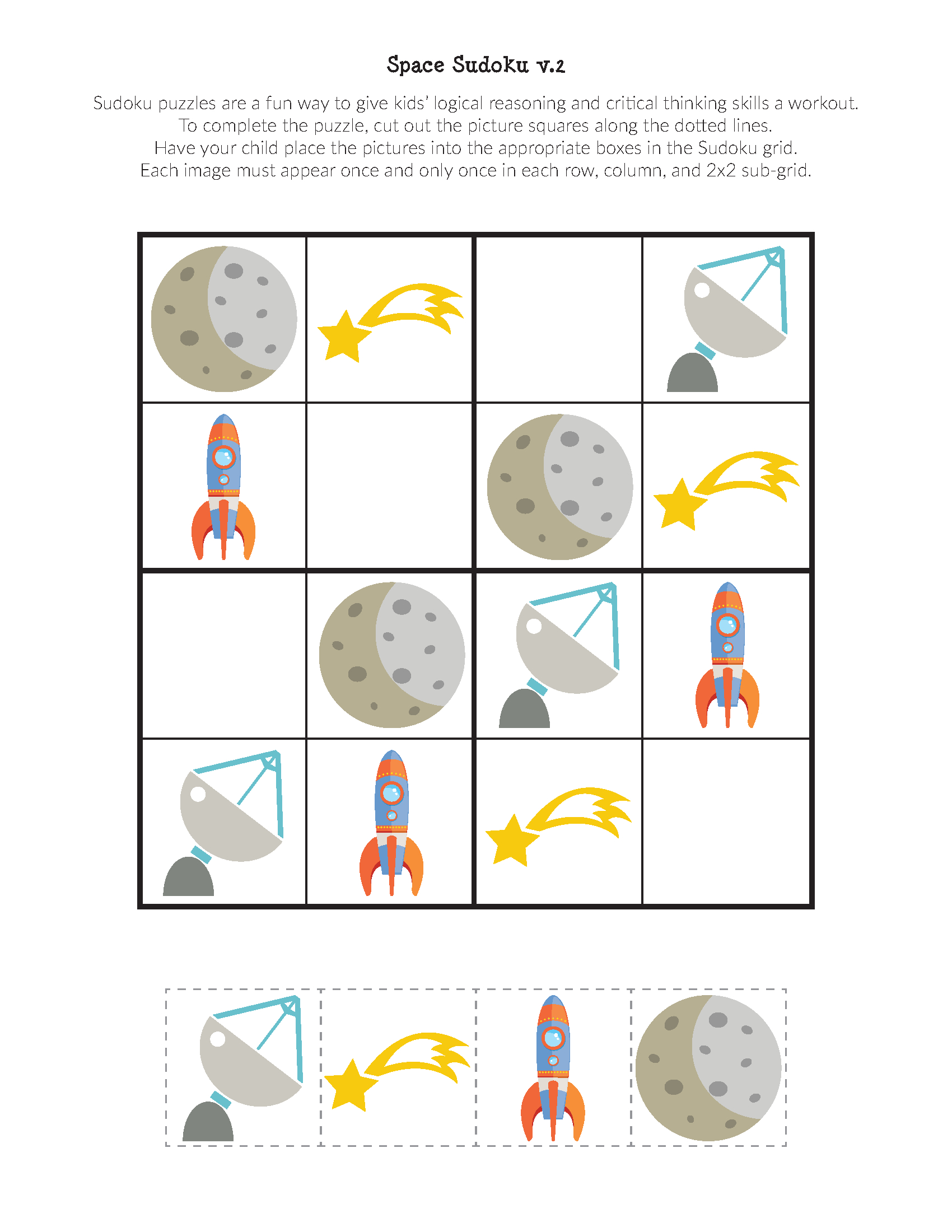Space Sudoku Puzzles {Free Printables} - Gift Of Curiosity