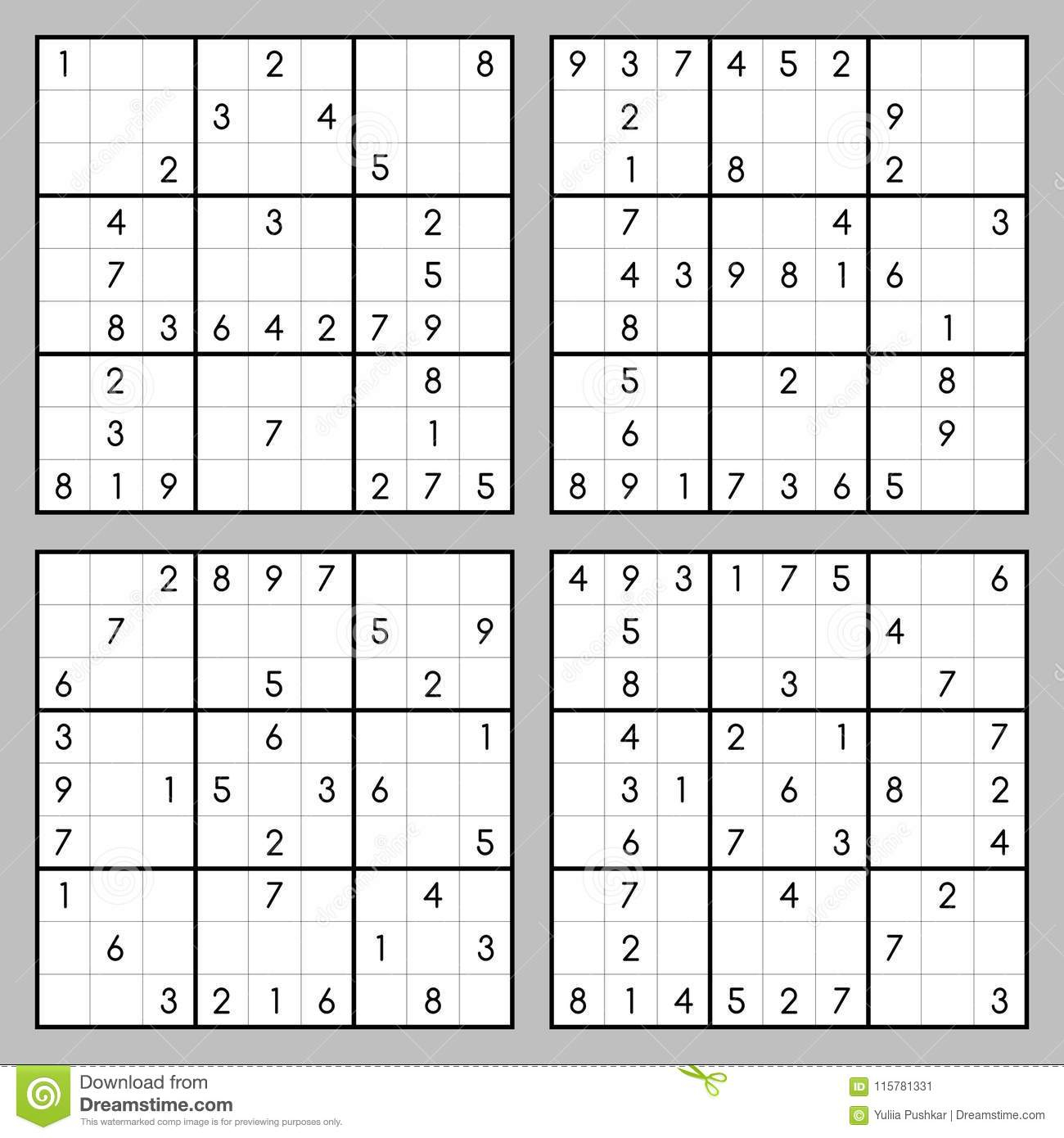 Sudoku Game Vector Set Stock Vector. Illustration Of Game