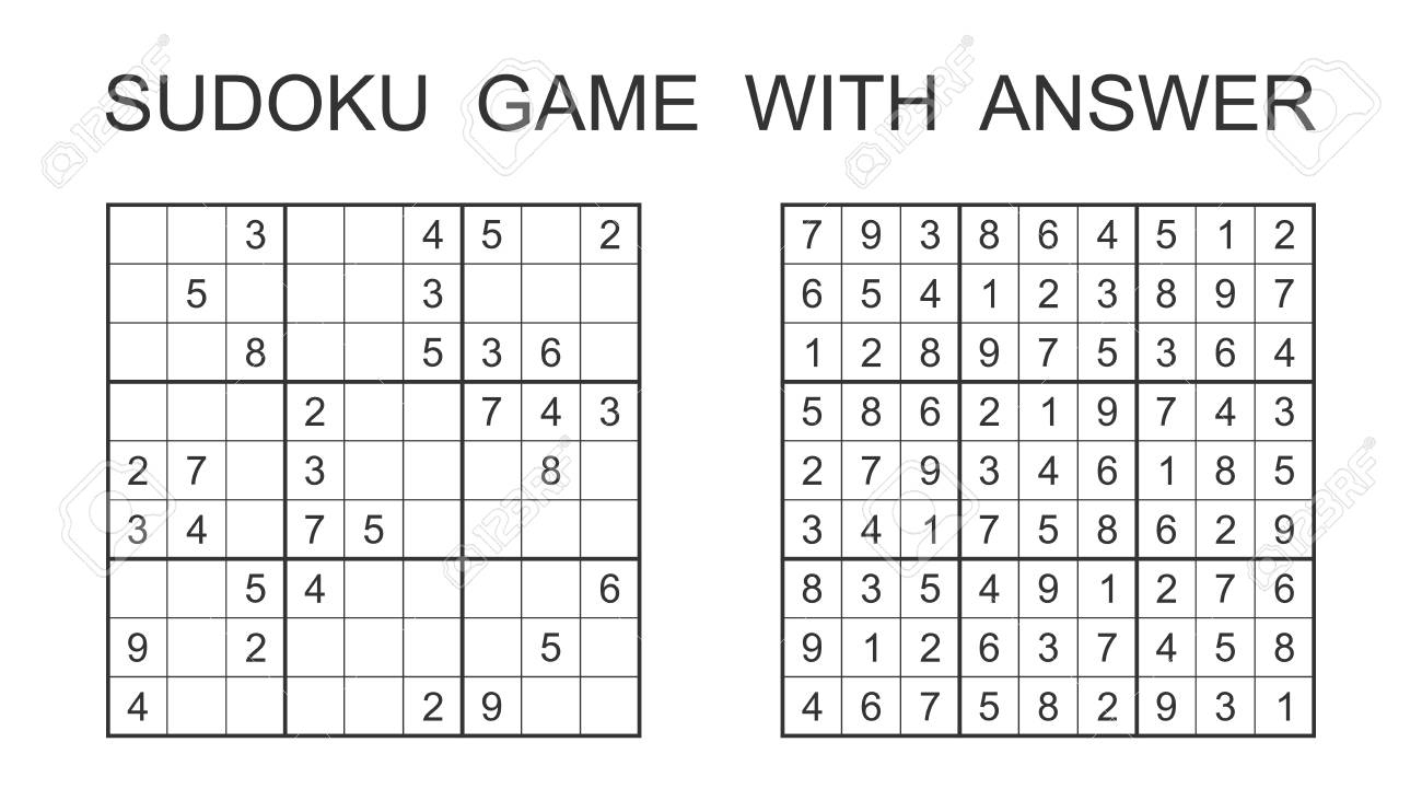 Sudoku Game With Answer. Vector Puzzle Game With Numbers For..