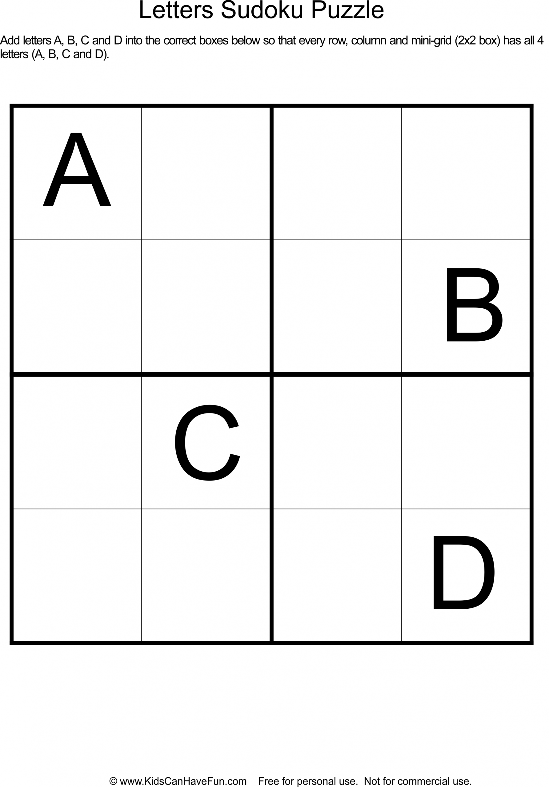 Very Easy Sudoku 4x4 Printable Sudoku Printable