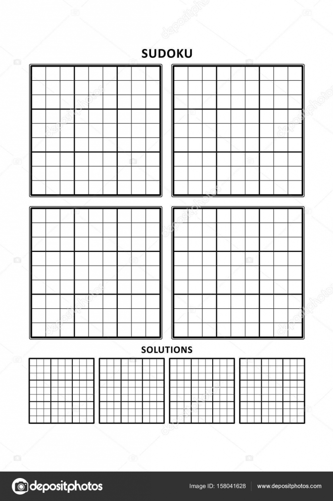 Sudoku Template, Four Grids With Solutions On A4 Or Letter