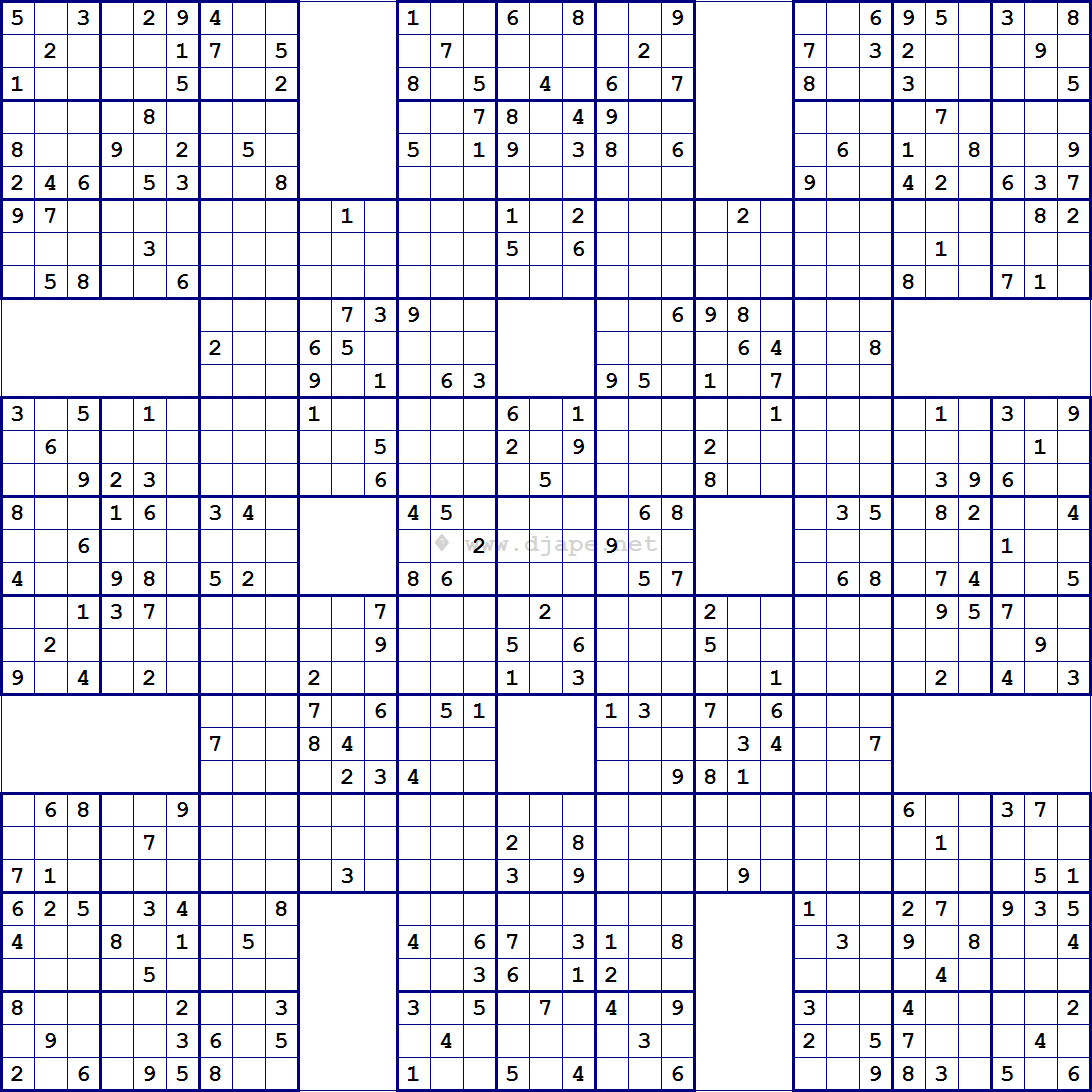 Super Samurai Sudoku 13 Gridsdjape | Sudoku Puzzles