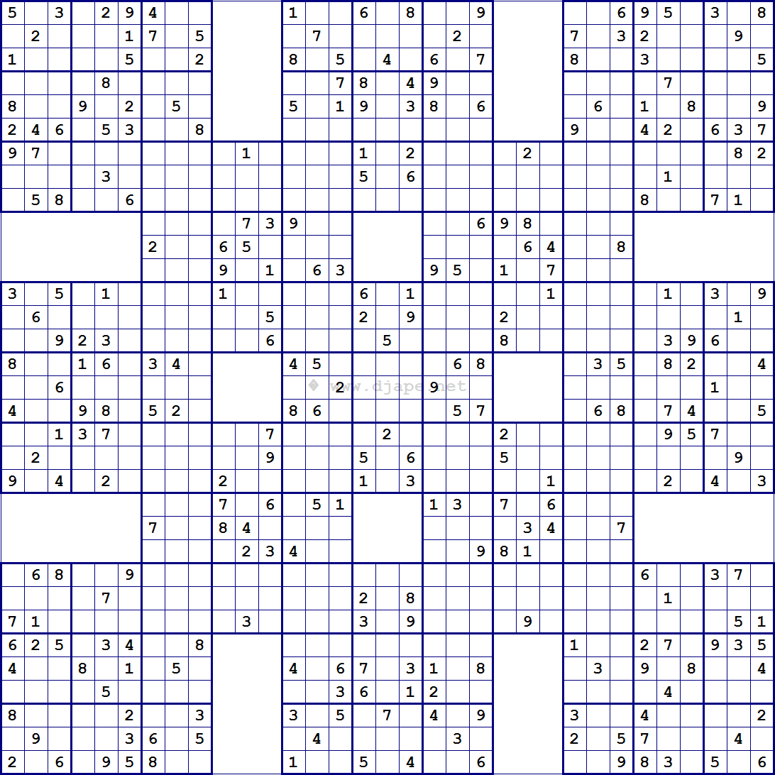 free printable samurai sudoku puzzles