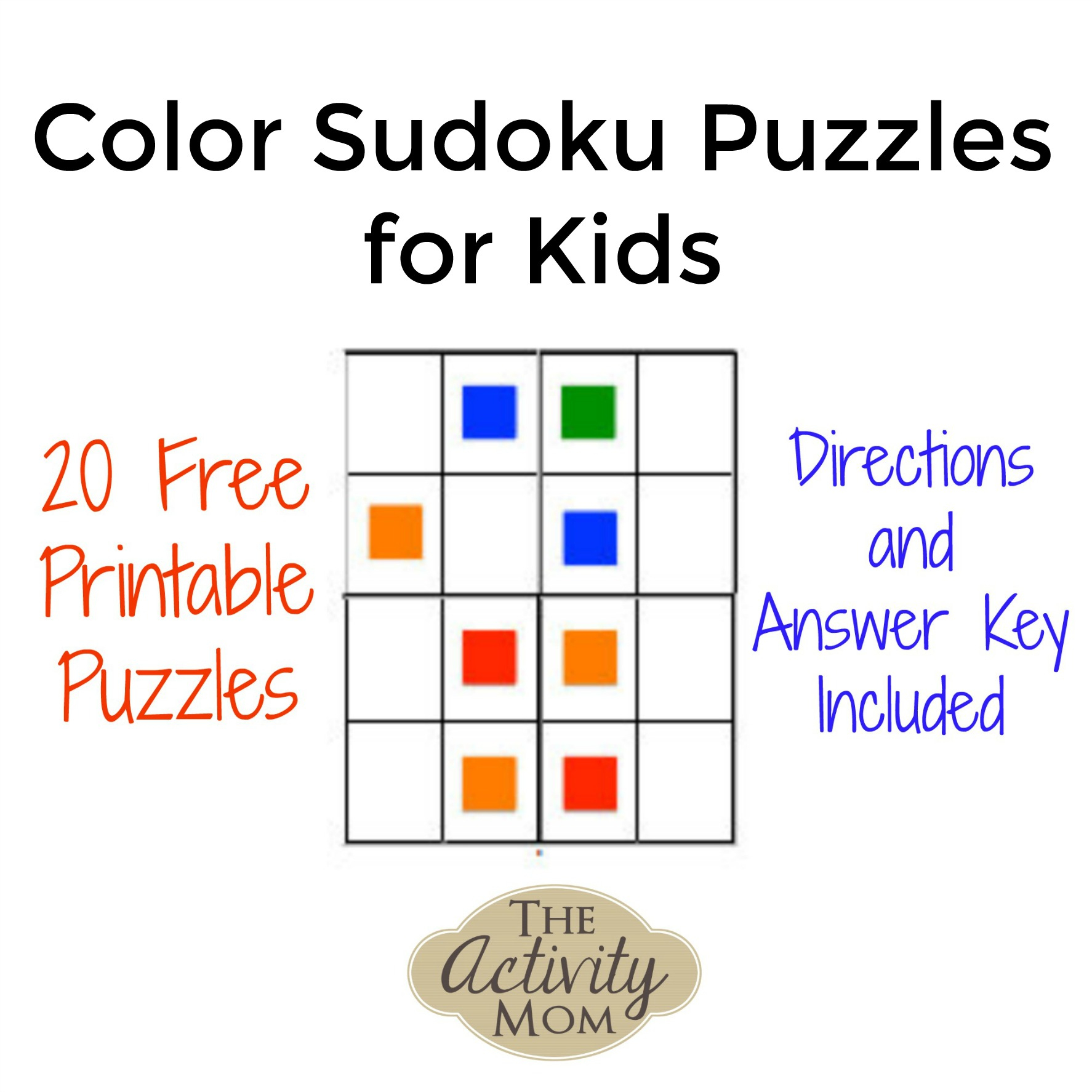 The Activity Mom - Free Printable Color Sudoku Puzzles For