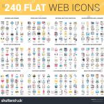 Vector Set Of 240 64X64 Pixel Perfect Flat Web Icons. Fully