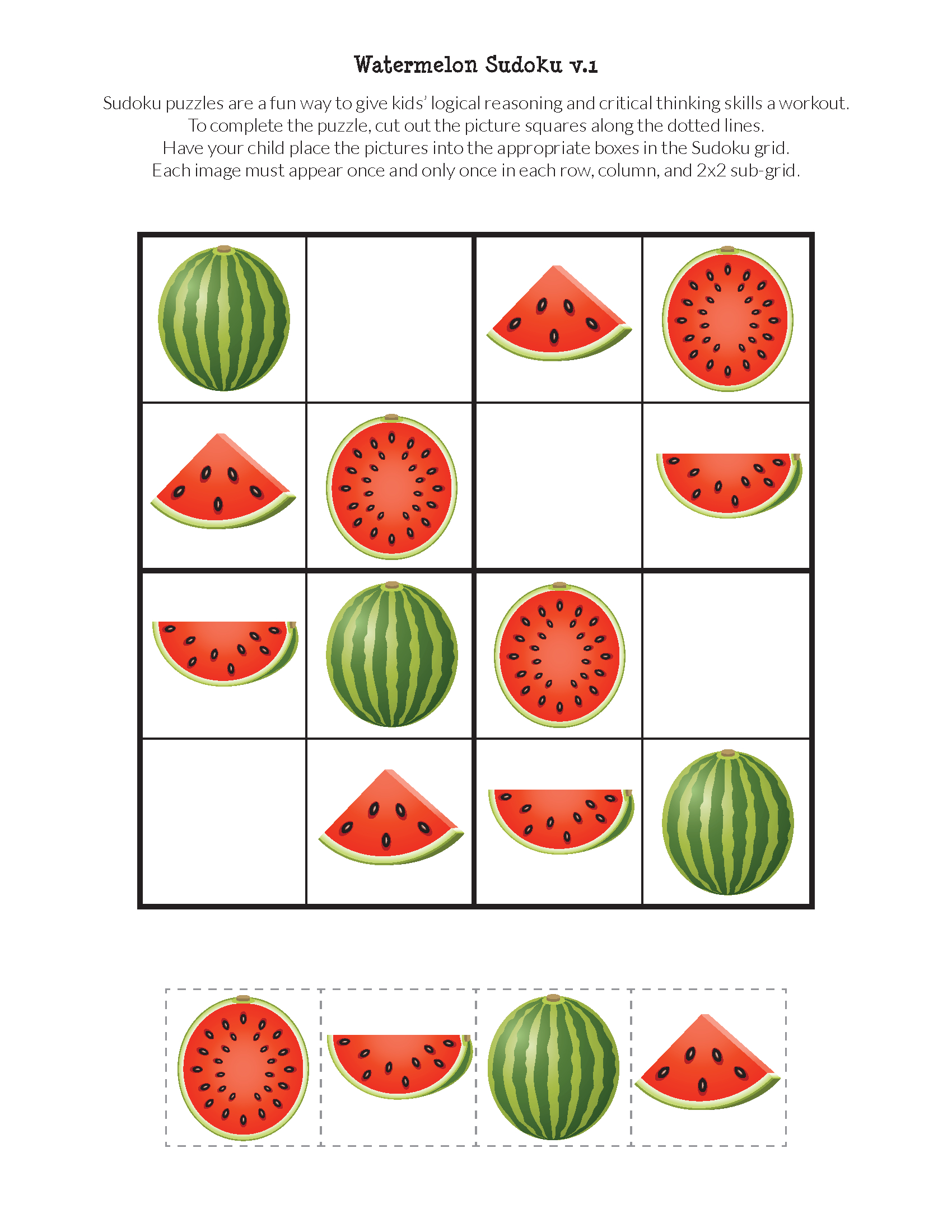 Watermelon Sudoku Puzzles {Free Printables} - Gift Of Curiosity