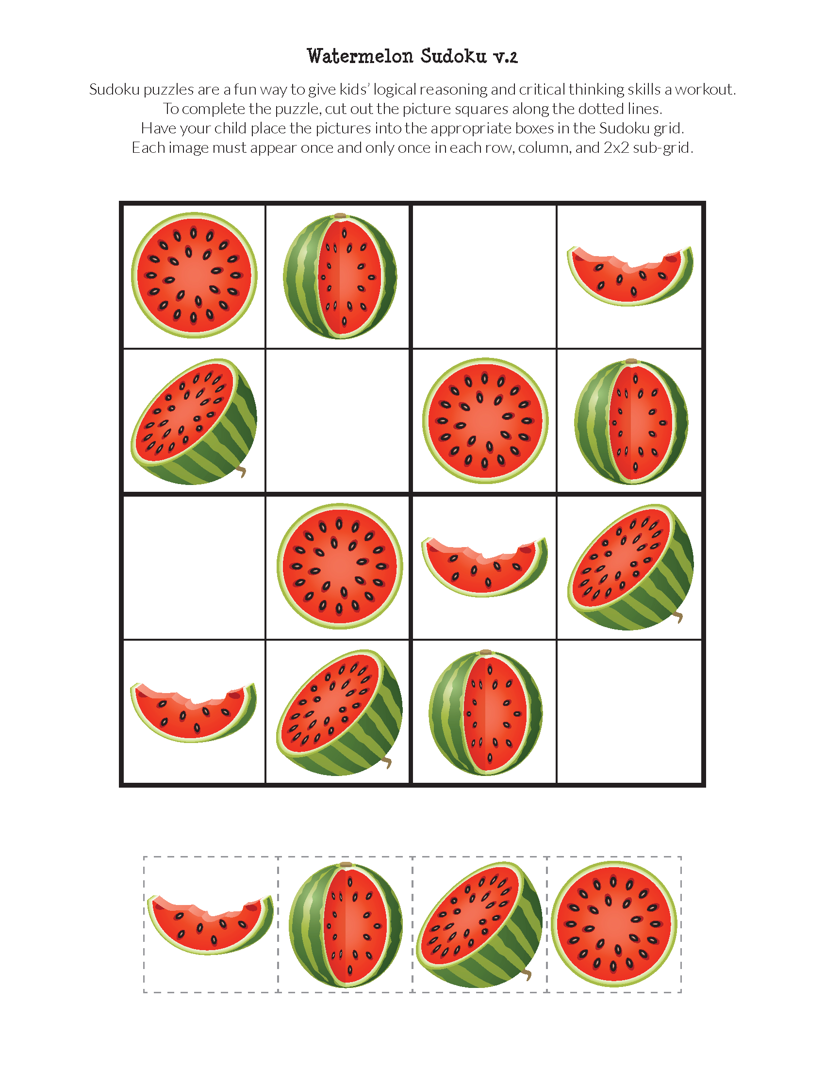 Watermelon Sudoku Puzzles {Free Printables} - Gift Of Curiosity