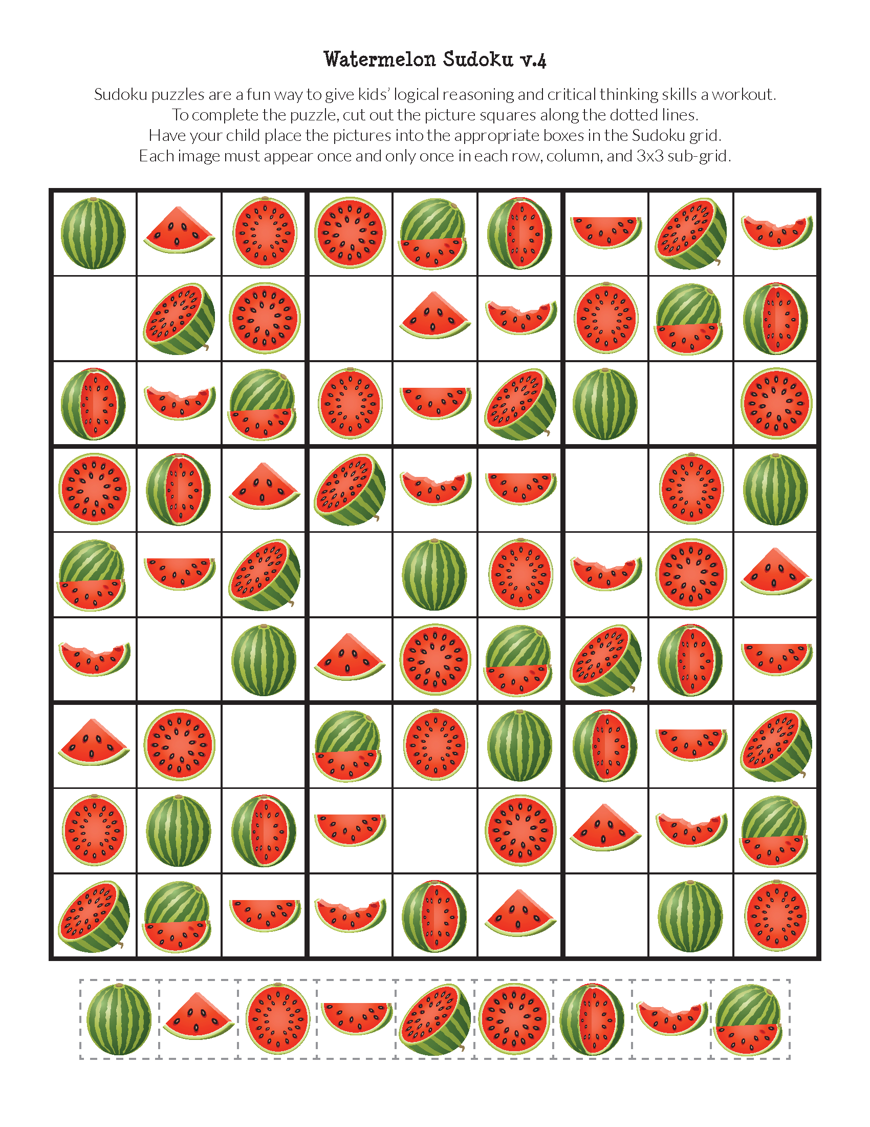 Watermelon Sudoku Puzzles {Free Printables} | Sudoku Puzzles