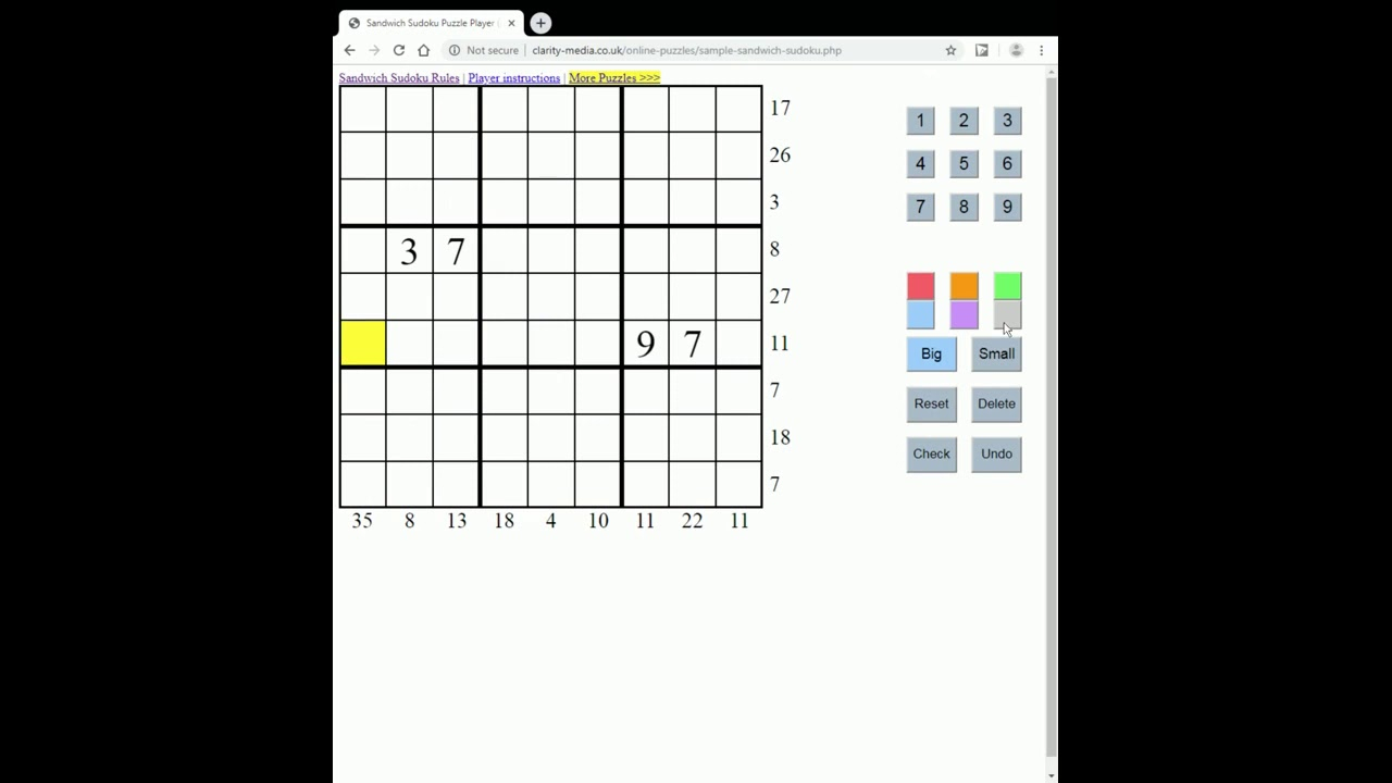 About Sandwich Sudoku Puzzles