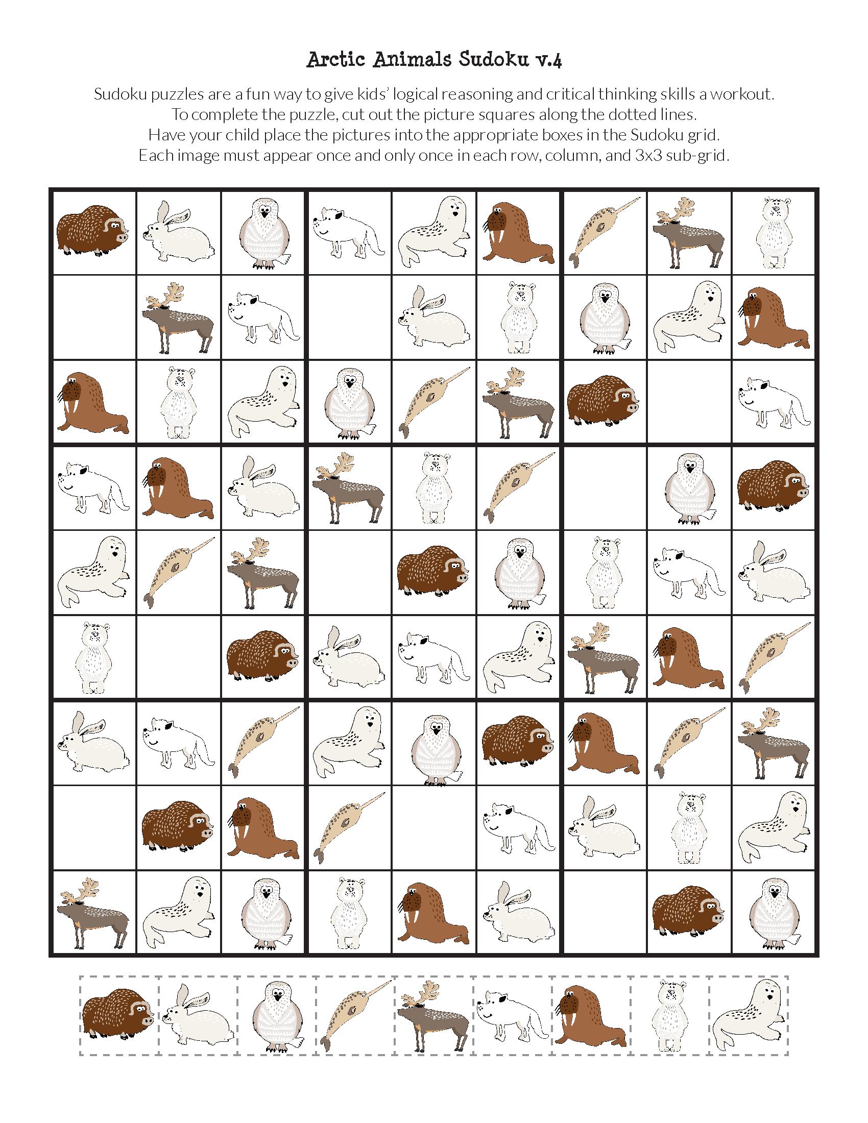 Arctic Animals Sudoku {Free Printables} - Gift Of Curiosity