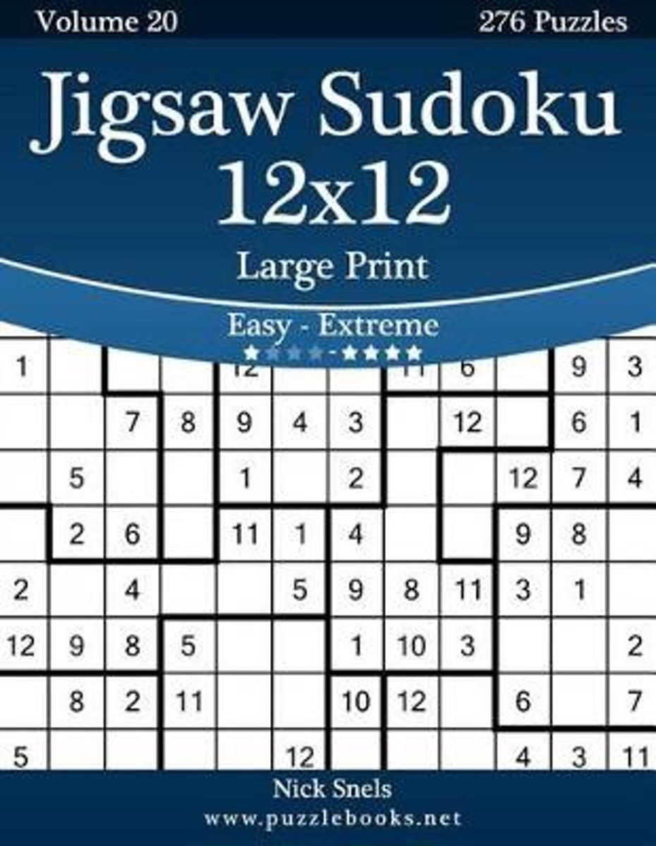 Bol Jigsaw Sudoku 12X12 Large Print Easy To Extreme Sudoku Printable