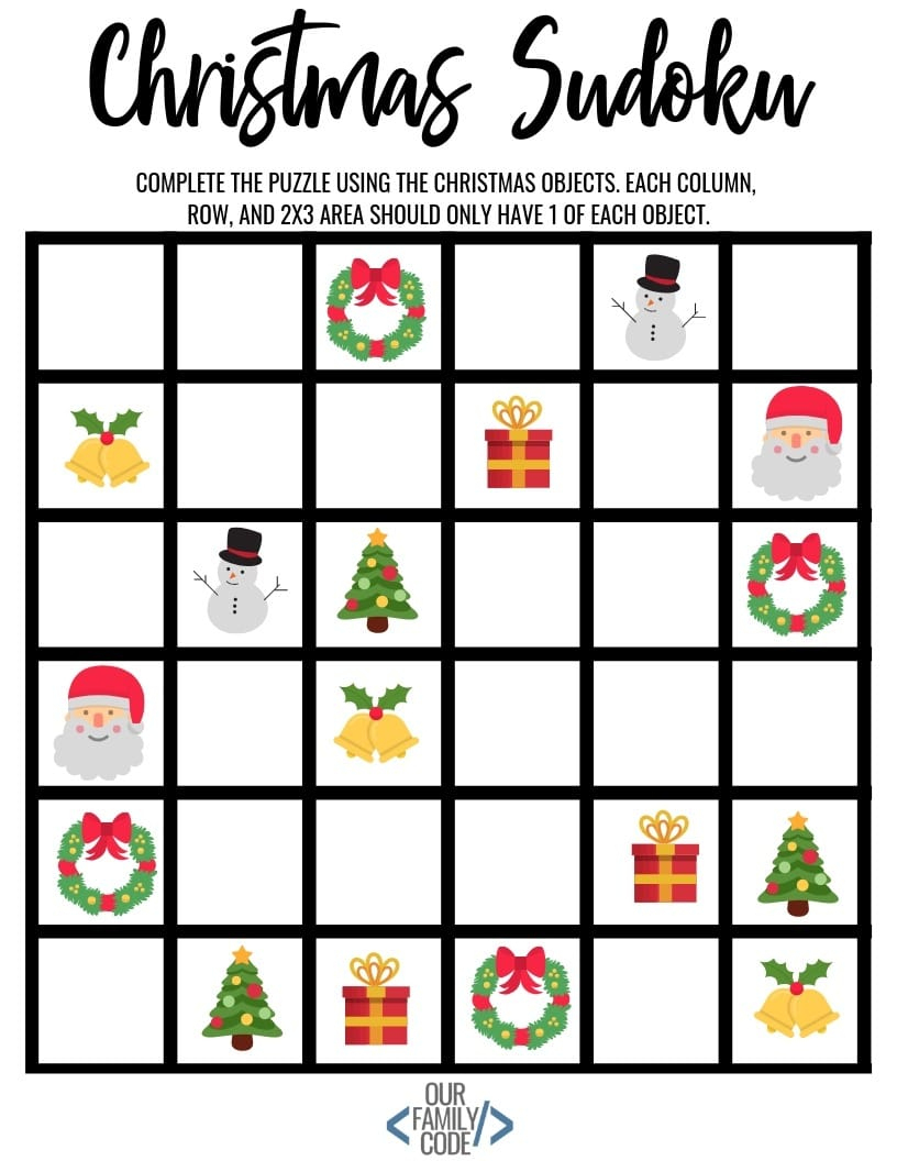 Christmas Sudoku Logical Reasoning Activity For Kids