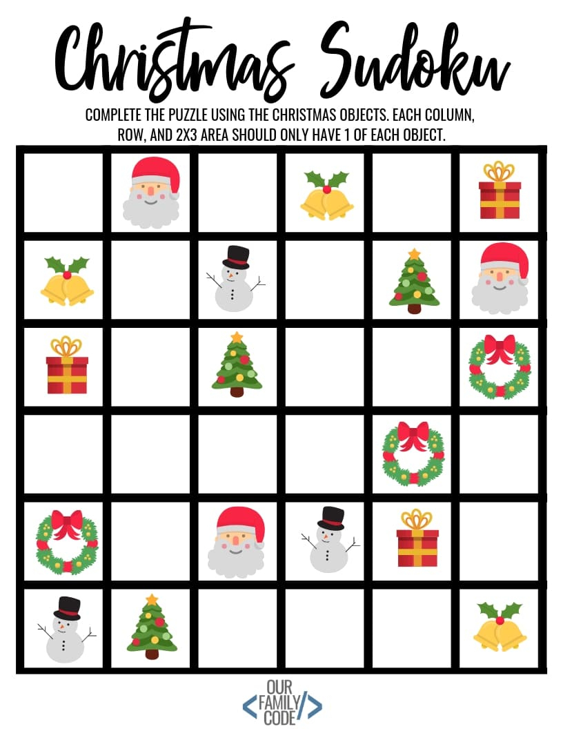 Christmas Sudoku Logical Reasoning Activity For Kids