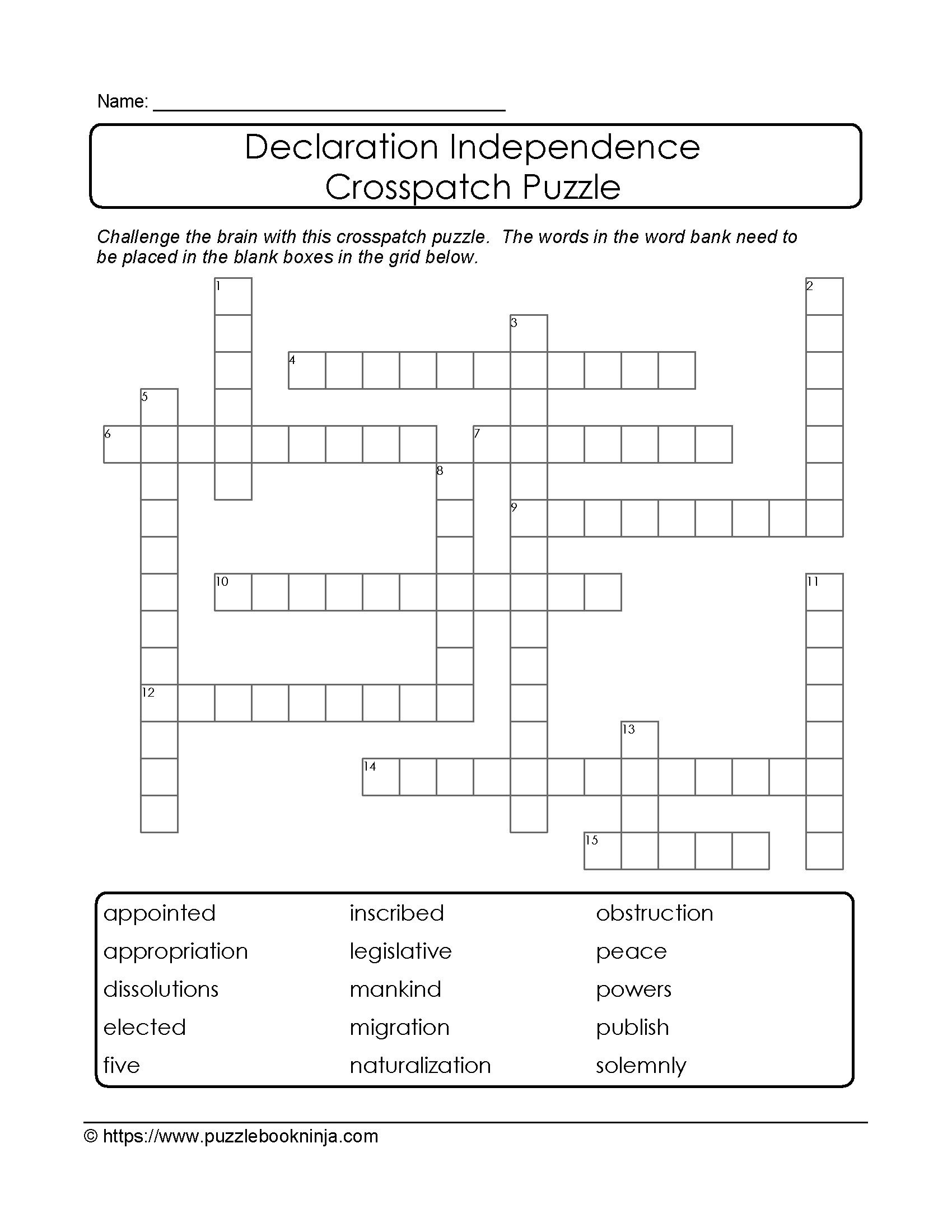 Crosspatch Declaration Independence Puzzle. Free