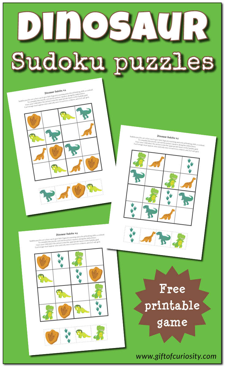 Dinosaur Sudoku Puzzles {Free Printables} - Gift Of Curiosity