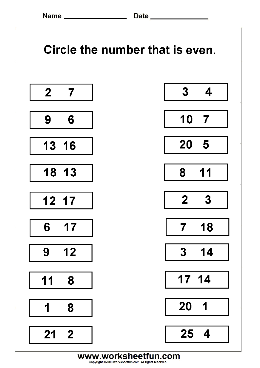 Even &amp;amp; Odd Numbers Worksheet This Site Has Lots Of Printable