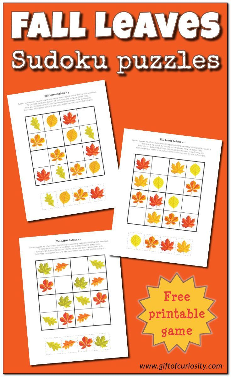 Fall Leaves Sudoku {Free Printable} - Herfst, Spelletjes En