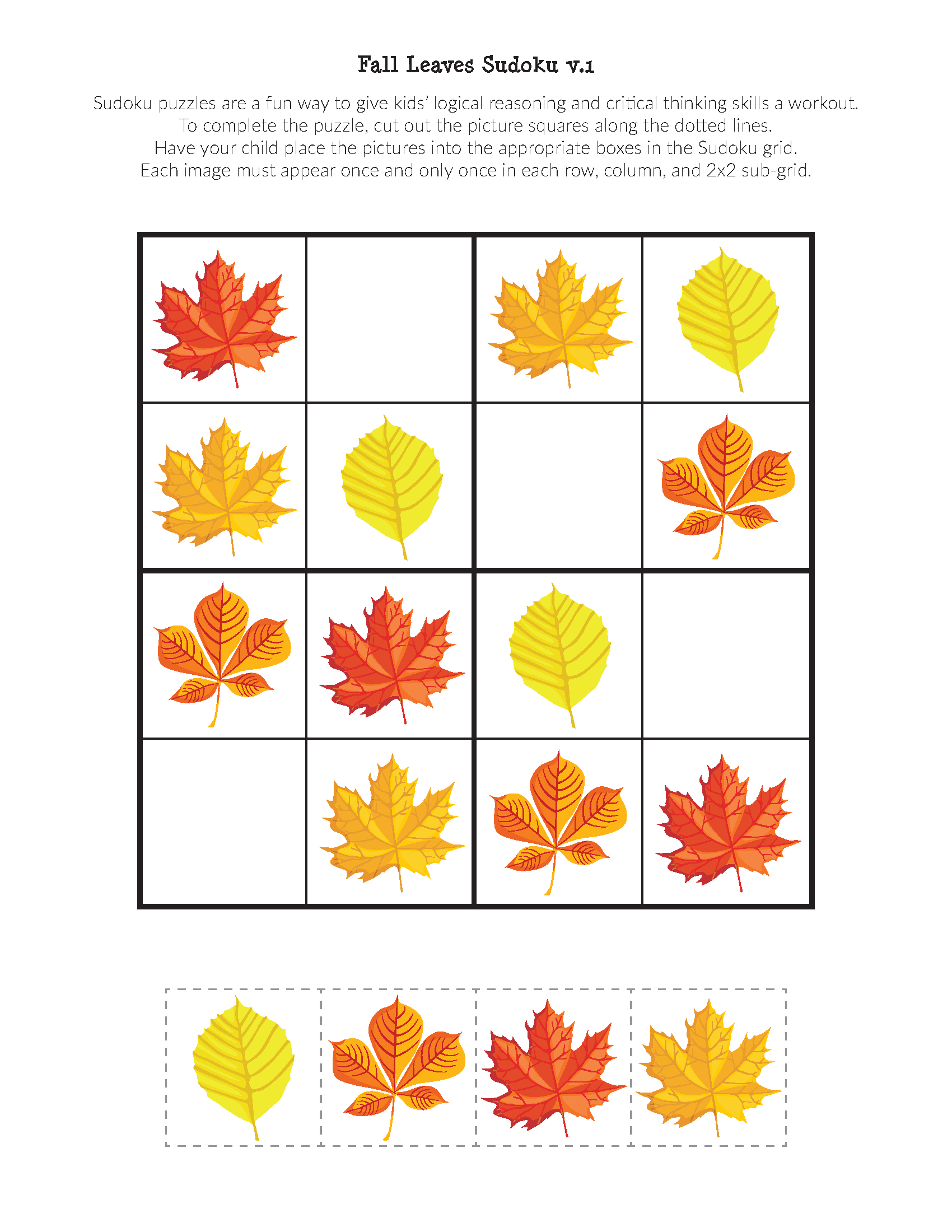 Fall Leaves Sudoku Puzzles - Gift Of Curiosity
