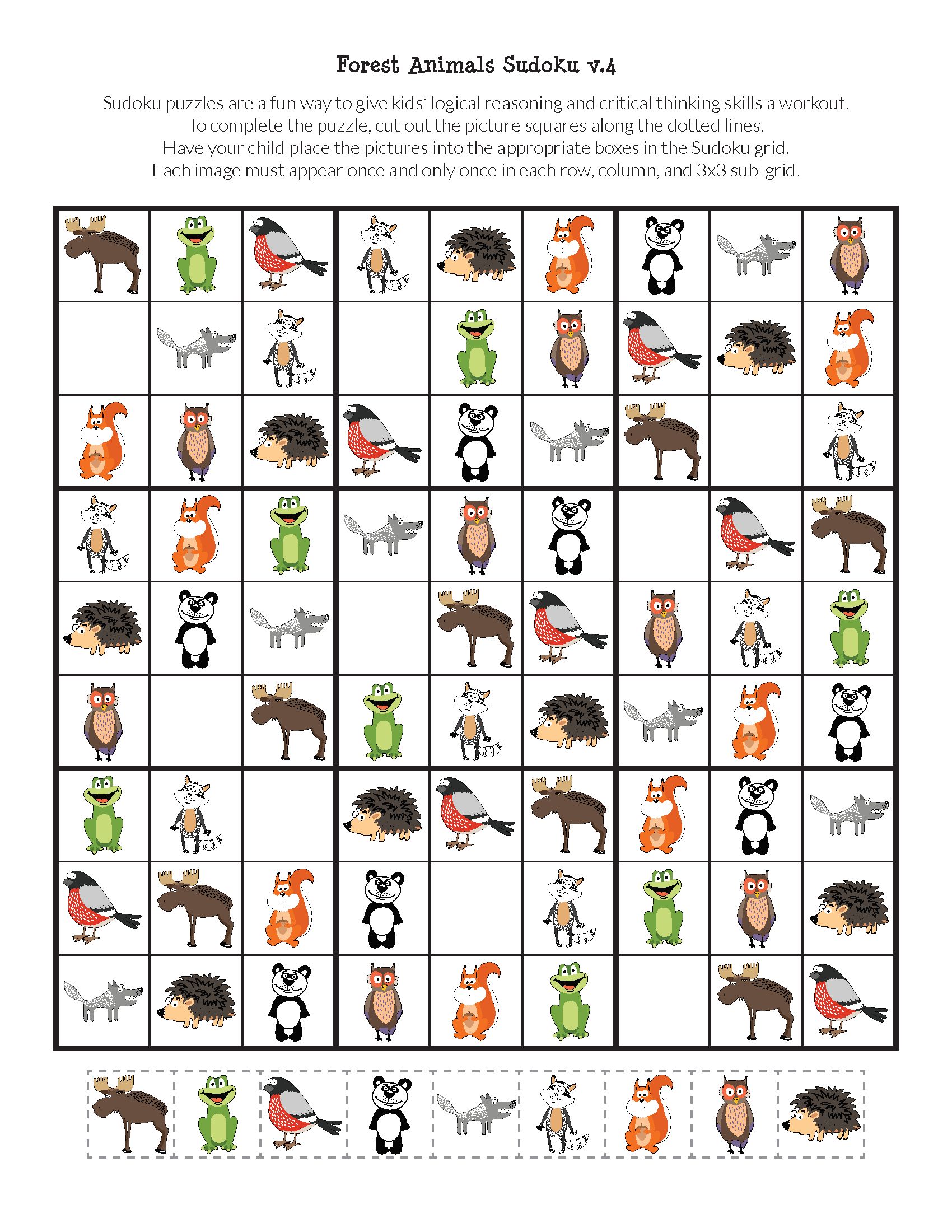 Forest Animals Sudoku {Free Printables} - Gift Of Curiosity