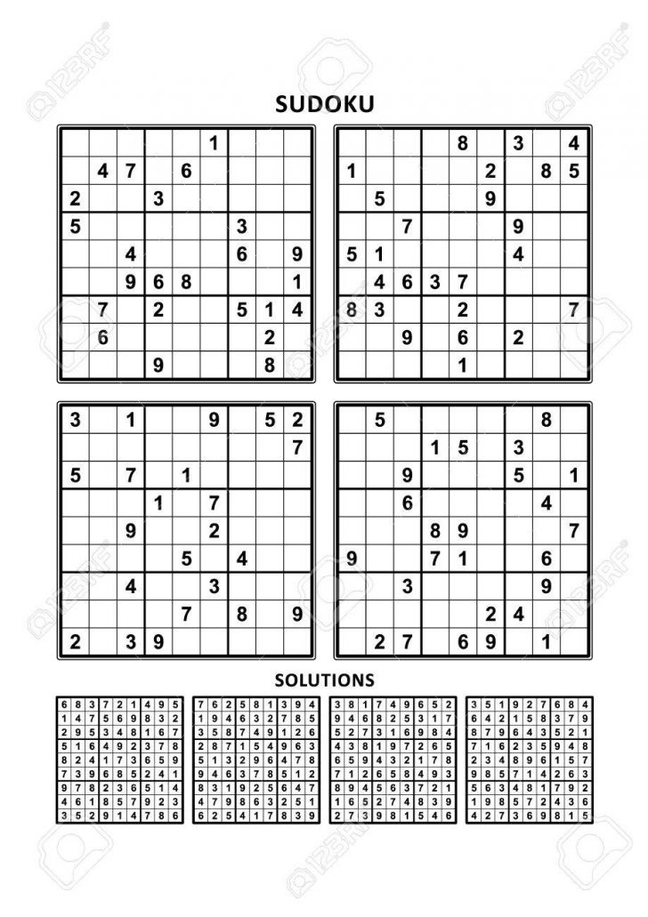 four sudoku puzzles of comfortable easy yet not very easy sudoku