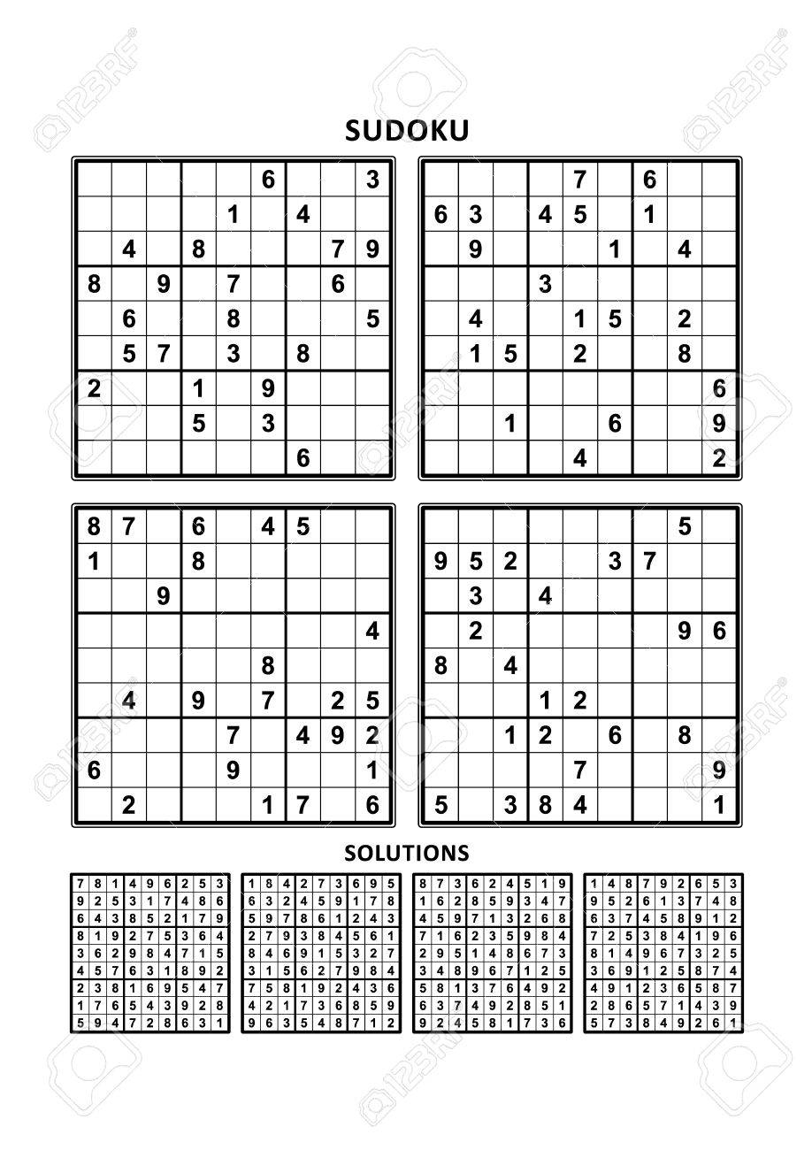 four sudoku puzzles of comfortable easy yet not very easy sudoku